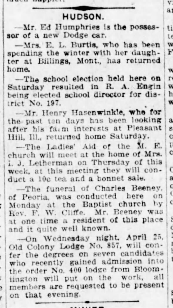 Clipping from The Pantagraph